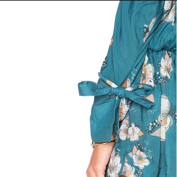 Free People Tuscan Dreams Tunic Dress.Turquoise - Picture 5 of 5